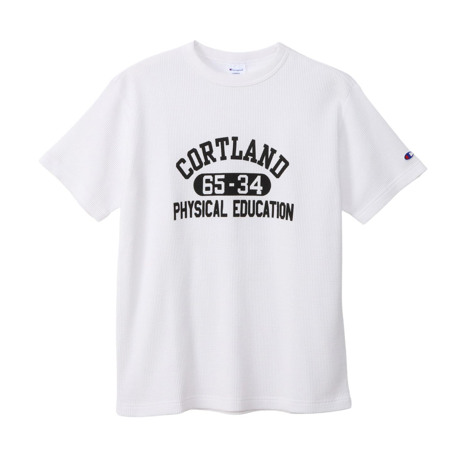 

Champion Базовая футболка с коротким рукавом и коротким круглым вырезом, хлопок с графическим принтом, мужская, белая, C3-B347, рукав, горловина, США, белый