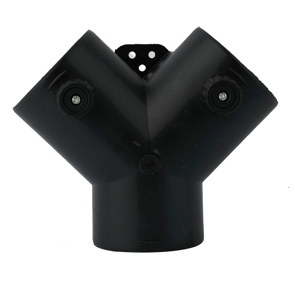 Black Plastic Y Connector for 60mm Internal Diameter Tube Connection