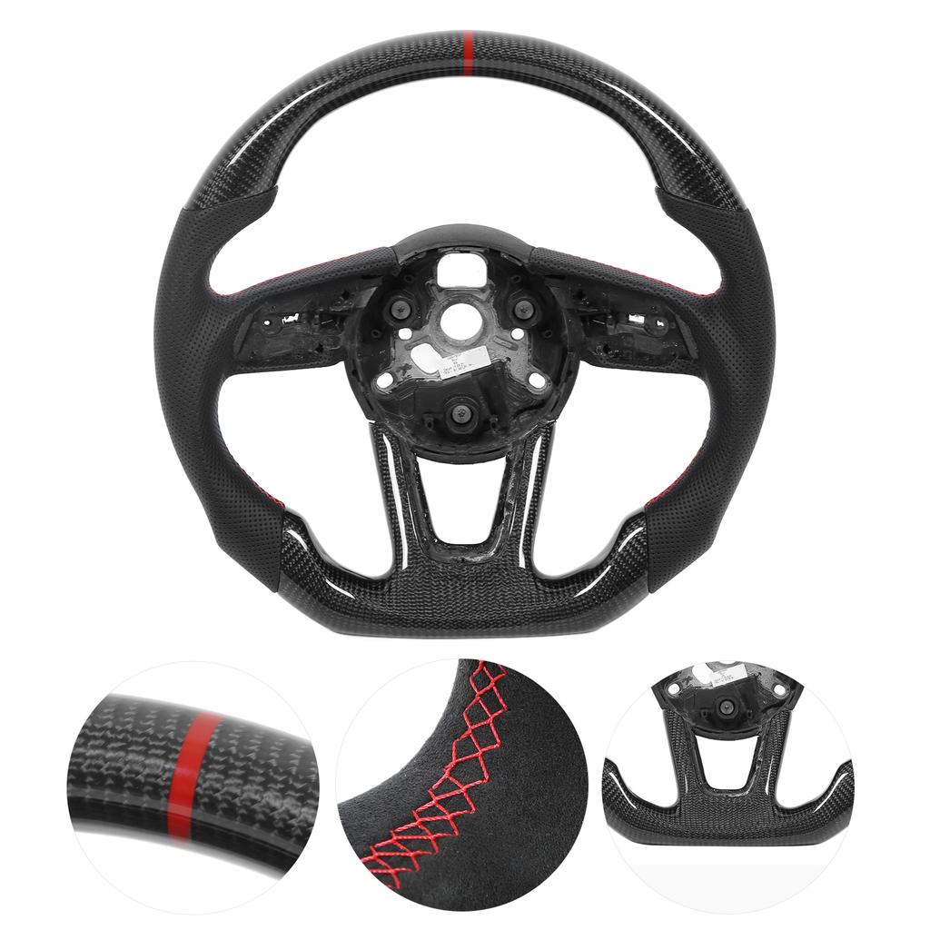 Carbon Fiber Steering Wheel Nappa Perforated Leather Replacement for A3 8V A4 A5 B9 2017‑2021
