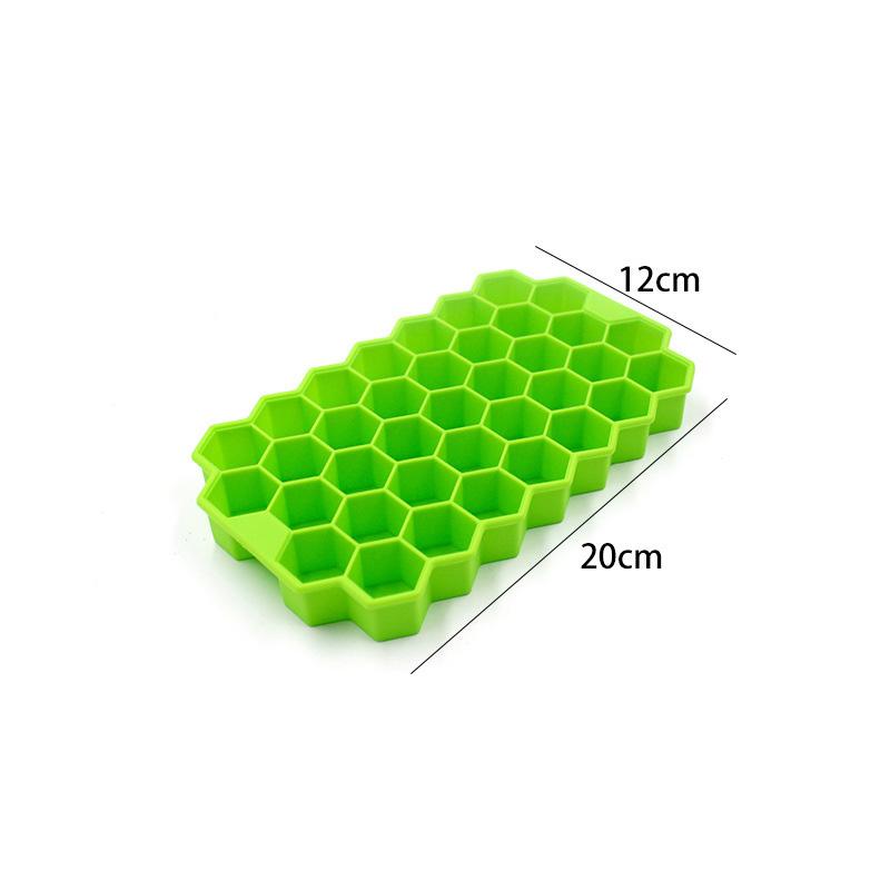 1pcs Green Honeycomb 37 Lattice Cube Tray Maker Without Lid DIY Ice Mold Ice Cube Mold Silicone Ice Grid Ice Making Film Tool