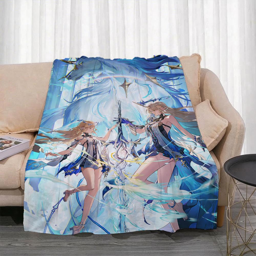 Game W-Wuthering Waves Throw Lightweight 240g Flannel Blanket Soft Skin-friendly for Summer Cooling