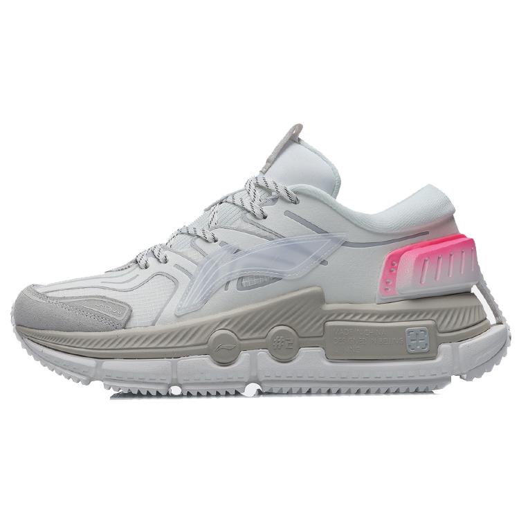 

New LiNing Kuafu Running Shoes Men s Low top White/Grey/Powder ARHR083-2 41.5