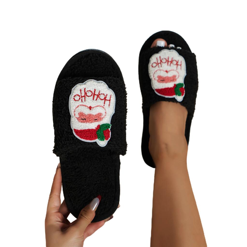 Christmas Warm Winter Cotton Slippers Couple Men And Women Thick Sole Soft Sole Shoes Thickened Croquette Slippers for Women