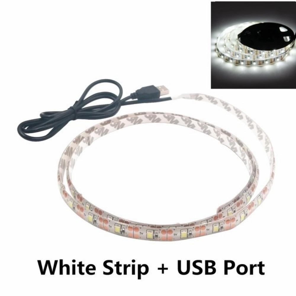 New 5V LED Light Strips RGB Flexible Lighting Decor Strip with USB Cable Plug White Warm Atmosphere Light Strip Home Decor Lamp