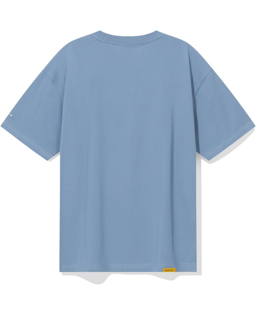 BEENTRILL Standard Hashtag Oversized Short Sleeve T-Shirt (Vintage Blue)