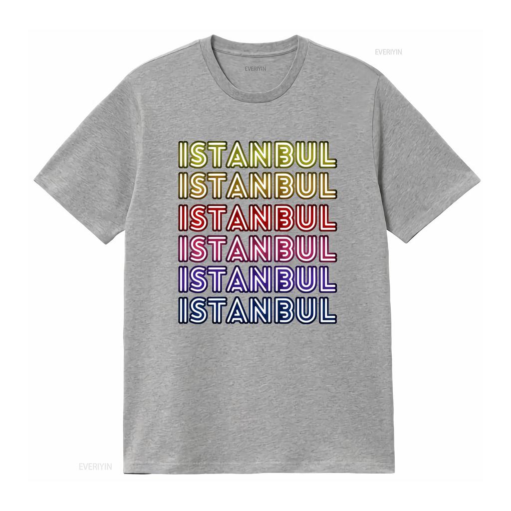 Istanbul City Proud Travel Text Neon Lights Design Classic Fit T Shirt vintage Washed Slightly designer clothes Stylish Soft