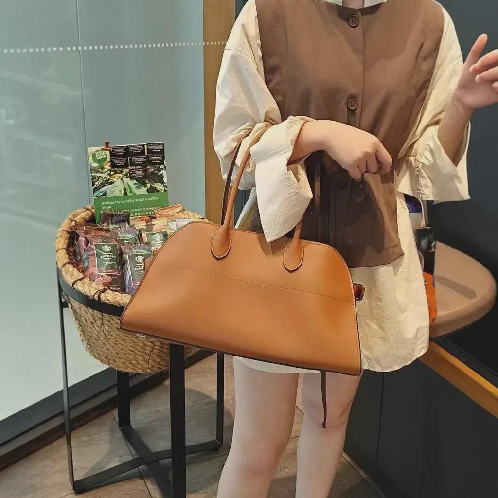 Genuine Leather Minimalist Large-Capacity Tote and Shoulder Bag