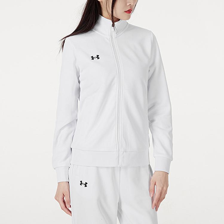 Under Armour Solid Color Stand Collar Casual Sports Jacket Women Jackets White 21500438-100
