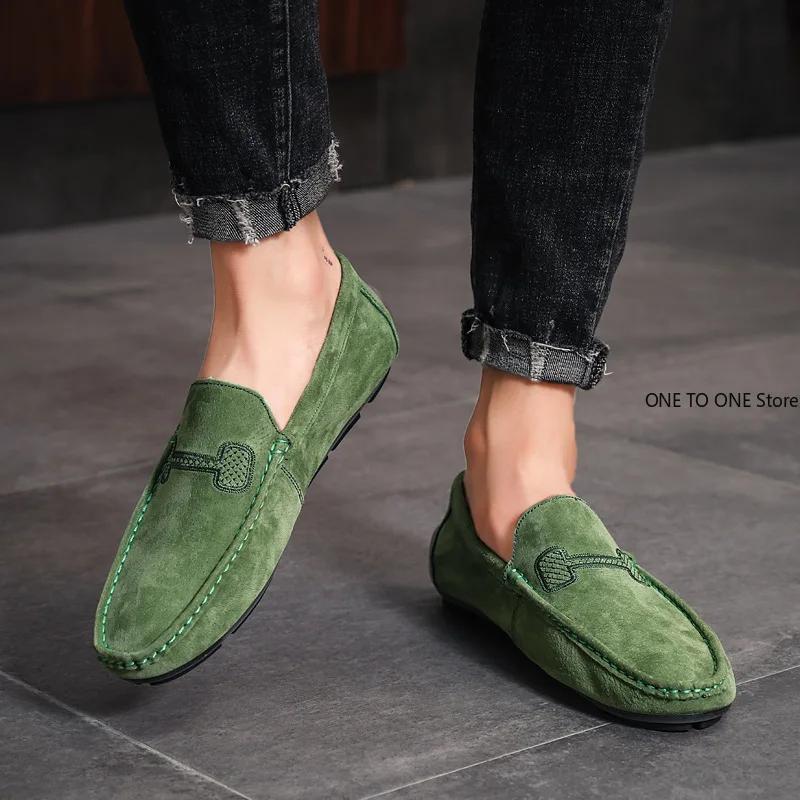 Fashion Male Driving Shoes for Men Suede Leather Designer Luxury Brand Smile Mens Casual Formal Loafers Slip On Moccasin Flats Footwear