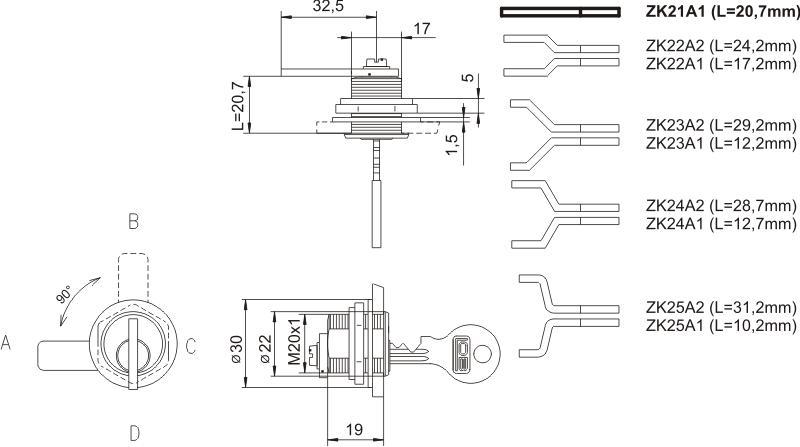 Nickel-Chrome Cassette Lock Zk-21 - Mp Zm Zk-21