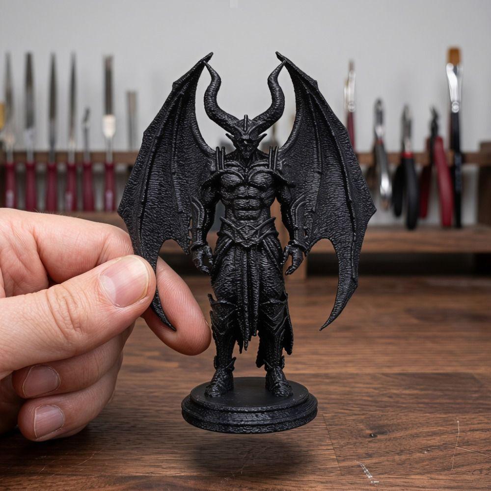 Halloween Demon Knight Figurine Decoration Desktop Ornament Black Demon Statue Office