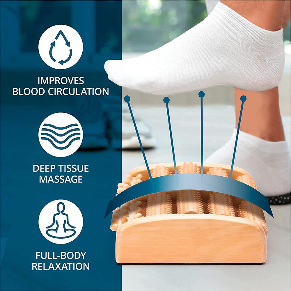 Wooden Foot Massage Roller Plantar Stimulator Acupoint Press to Relieve Pain of Plantar Fasciitis Foot Muscle Relaxation Tool