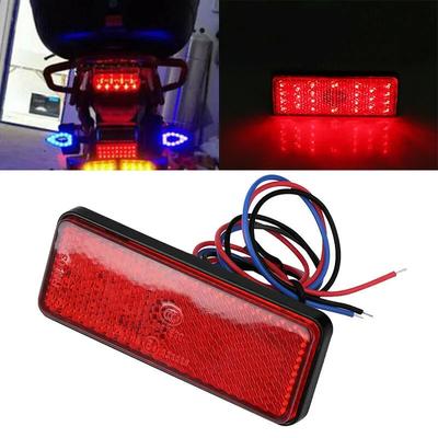 2pcs Motorcycle Truck PMMA Plastic Rectangle Reflector Tail Brake Stop Light Lamp Red Motor Home Trailer Stop Signal