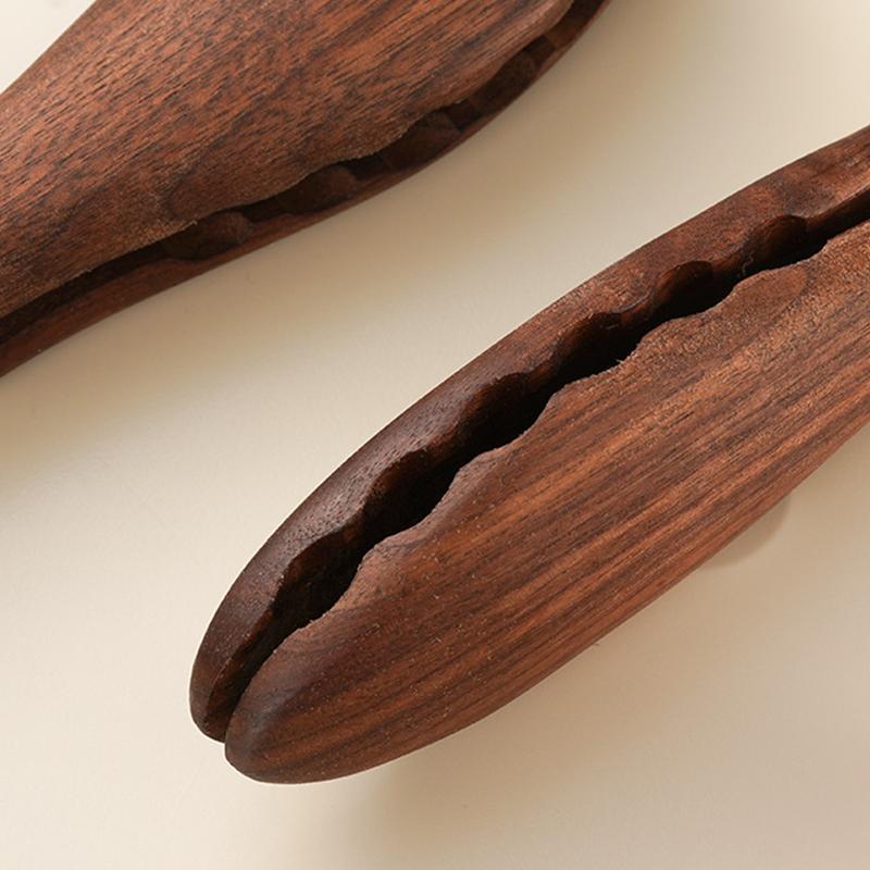 Walnut Wood Food Tong with Stainless Steel Handle Non-Stick BBQ Grilling Tong Durable Bread Dessert Clip 9/12inch Cooking Tong