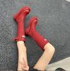 Women's High-top Red Rain Boots, Thick-soled, Over-the-knee, Riding Boots for Outdoor Camping