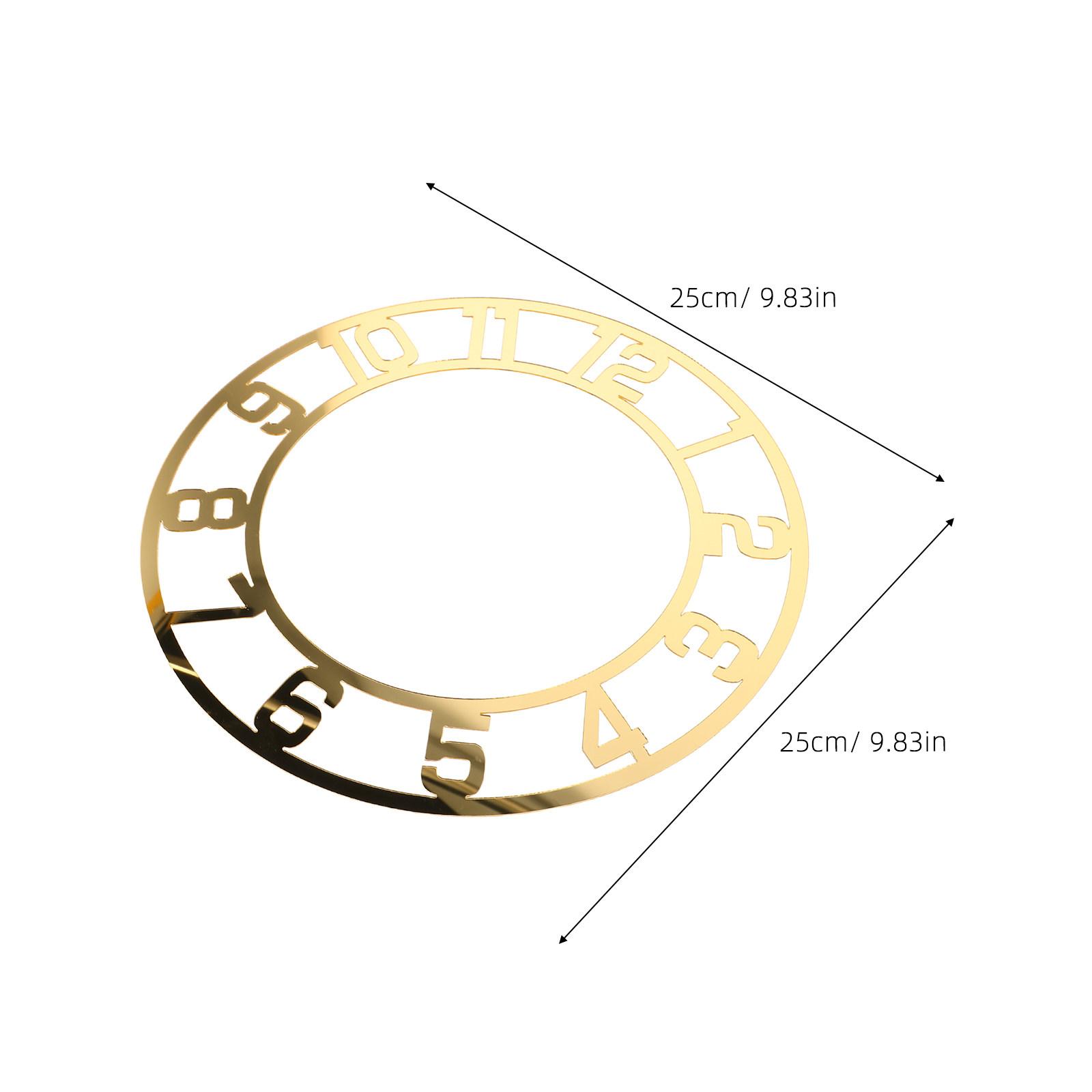 

2Pcs Wall Sticker Number Clock Face Acrylic Mirror Round Modern Resin Craft Dial for DIY Clock Making Accessories золотистий
