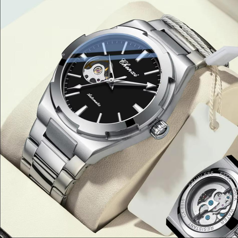 CHENXI Automatic Movement Mechanical Watches for Men Hollow Skeleton Mens Watches Waterproof Business Relogios Masculino