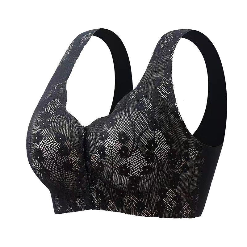 Front Open Full Cup Thin Breathable Gathering Anti Sagging Bra For Middle Aged Women
