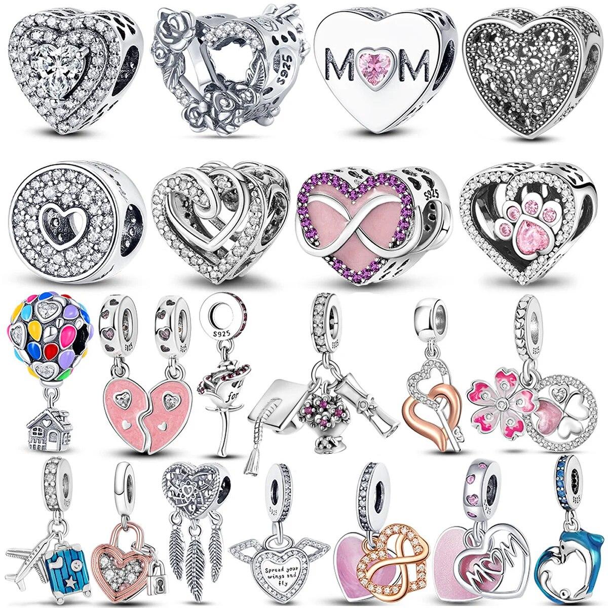 

Ювелирные изделия из стерлингового серебра 925 пробы, бесконечная любовь, мама, висячие сердца от сердца к сердцу, подходят для оригинального модного браслета, серебро 925 пробы, ювелирные изделия