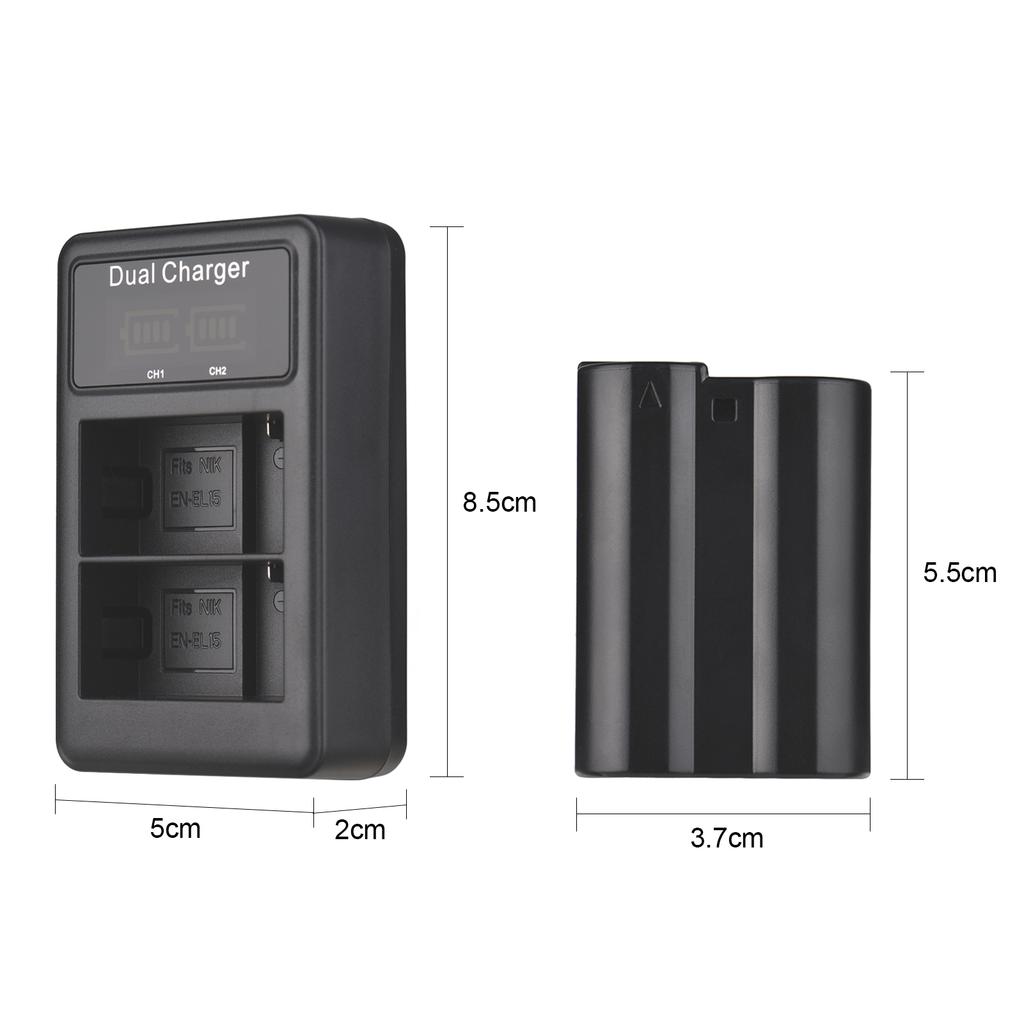 Camera Battery  r Set EN EL15 2550mAh Rechargble Battery and 2 Channel USB  r Set for  6  7 1 V1 D500 D600 D610