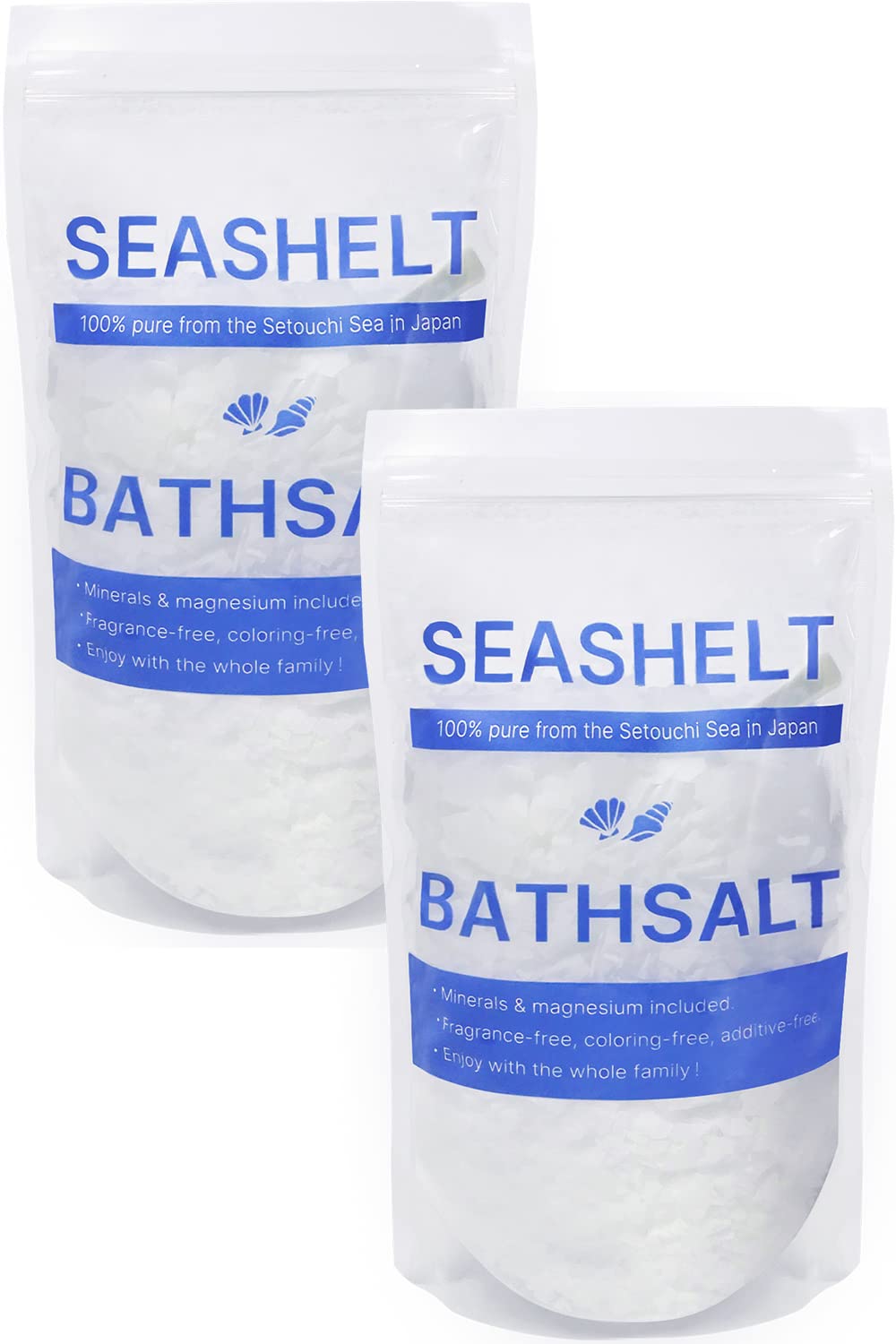 

SEASHELT Bath Salts with Magnesium Moisturizing in Natural Bath Cosmetics with Measuring 30 Uses of (Made Japan, Ingredients), Fragrance-Free, Spoon,