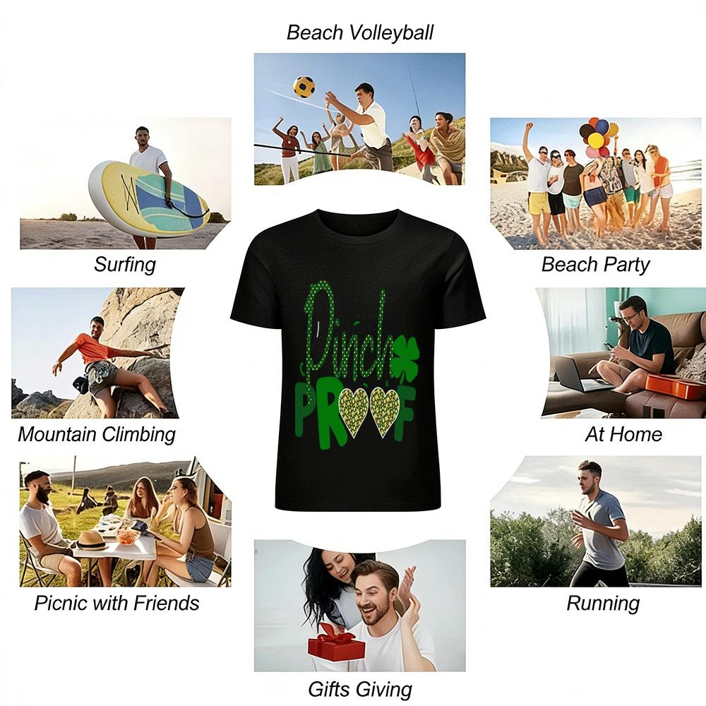 St. Patrick's Day Pinch Proof Clover Heart Print Casual Top Pure cotton T-shirt