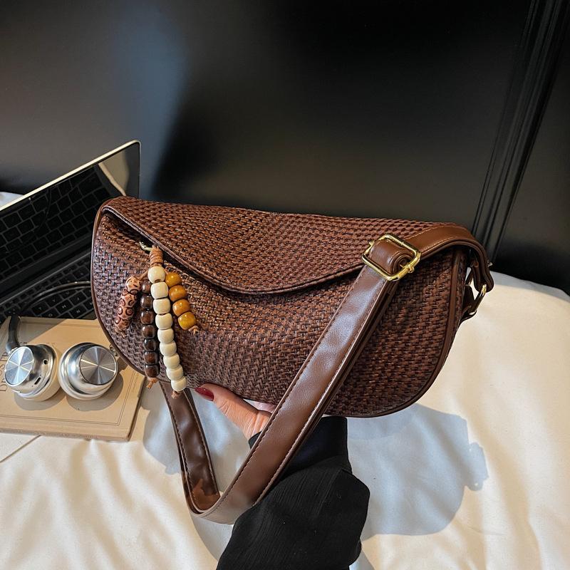 Retro Plaid Large-capacity Bag Women's 2025 New Autumn and Winter Versatile Commuter Messenger Bag Internet Celebrity Shoulder Dumpling Bag