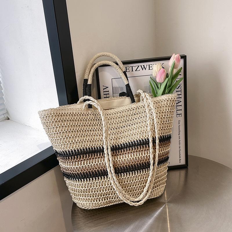

2025 Spring/Summer Women s Large Straw Shoulder Tote – Niche Design