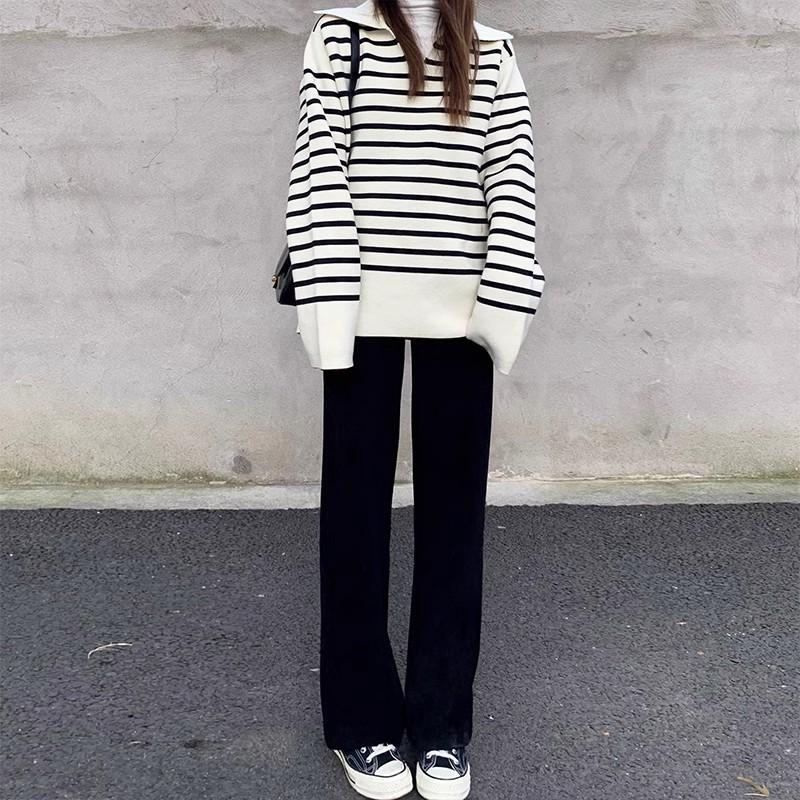 Damen Kaffeefarbene Chenille-Cordhose mit weitem Bein - Herbst/Winter Bodenlang, Lässig Gerades Bein - Weiß