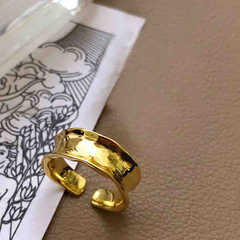 PANJBJ 925 Sterling Silber Dicker Doppelring für Damen Mädchen Geschenk Minimalismus Neutral Öffnend Breiter Schmuck Dropshipping