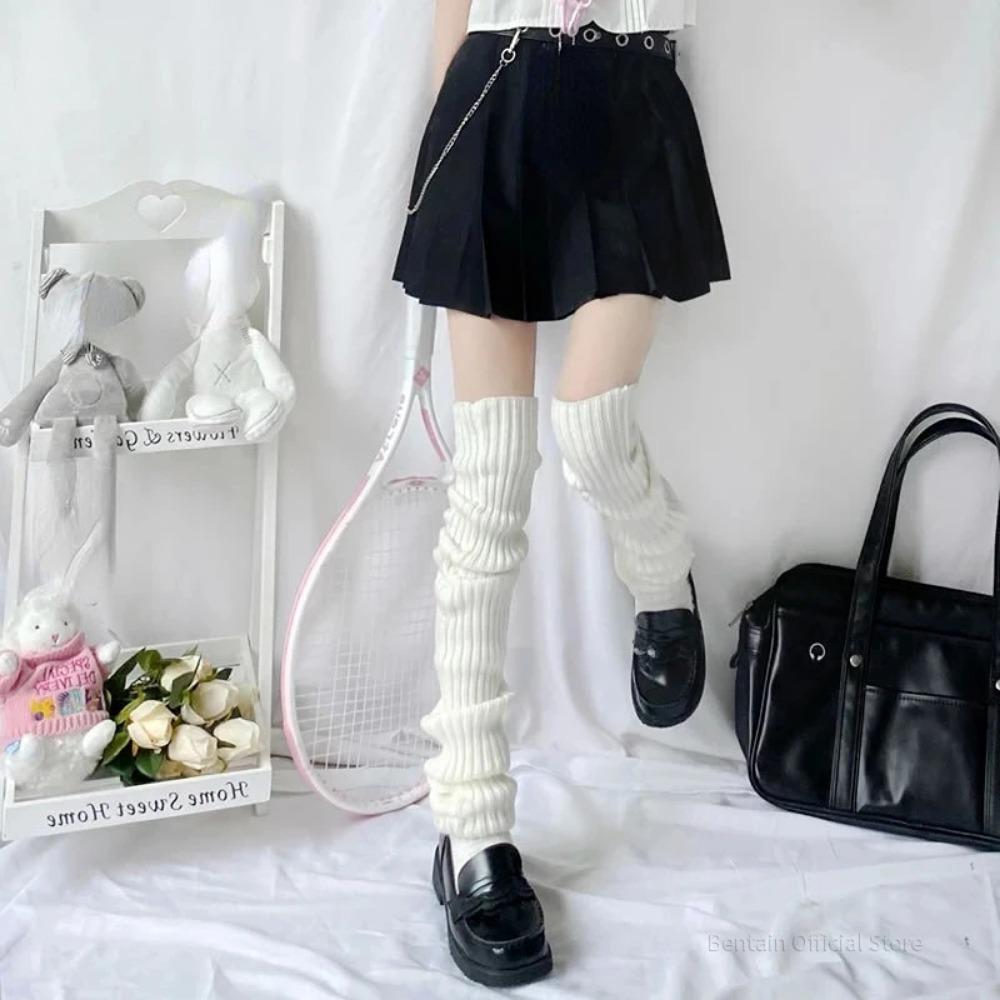 Damen Beinstulpen Lolita Lange Socken JK College Stil Gestrickte Warme Socken Herbst Winter Über dem Knie Stiefelmanschetten 70/50/40cm