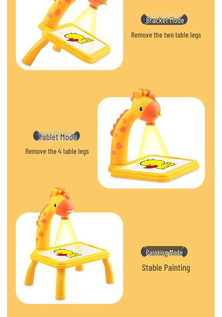 Kids' Magnetic Projection & Drawing Table with Building Blocks - Early Education & Science Learning Toy