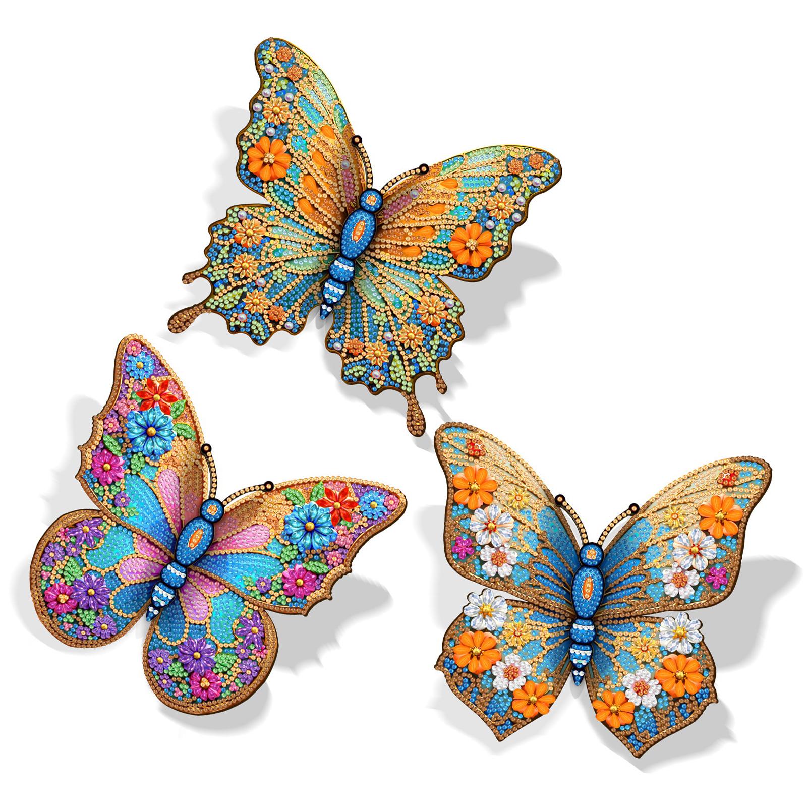 

3Pcs DIY Butterfly 3D Diamond Art Decorations for Adults Beginner Home Wall Decoration Gift 18x18cm зелёный