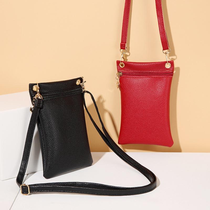 Damska torba na telefon typu crossbody z PU, wzorem Litchi, długi pasek na ramię, pojedyncza torba na ramię, spersonalizowany modny portfel i torebka