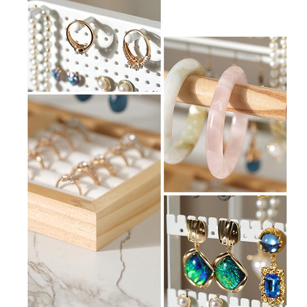 Convenient and Stylish Wood Storage Shelves Stylish Metal Jewelry Display Stand for Earrings Bracelets and Necklaces