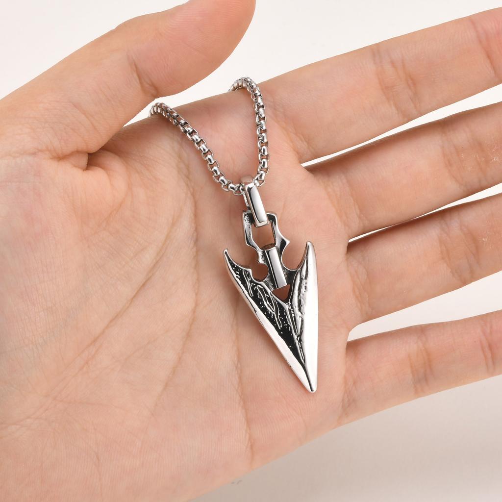 Xiaomi Vnox Viking Spear Head Pendant Necklaces for Men, Silver Color Arrow Head Necklace Collar, Ethnic Style Jewelry