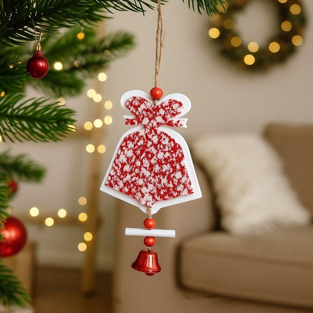 Heart Shape Christmas Bells Pendants Wood Star Car Ornament  Background Decor