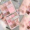 Palette d'ombres à paupières 12 couleurs Blush facial Highlighter Illuminateur Longue tenue Brillance Paillettes Mat Maquillage pour les yeux Cosmétique