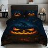 3pcs Evil Pumpkin Print Coreless Bedding Set Comfortable Dormitory Bedroom Halloween Decoration Multiple Sizes Machine Washable