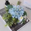 Luxury Artificial Hydrangea Eucalyptus Bouquet Plastic Realistic Fake Flower Elegant Hydrangea Flowers Home Hotel Table Decor