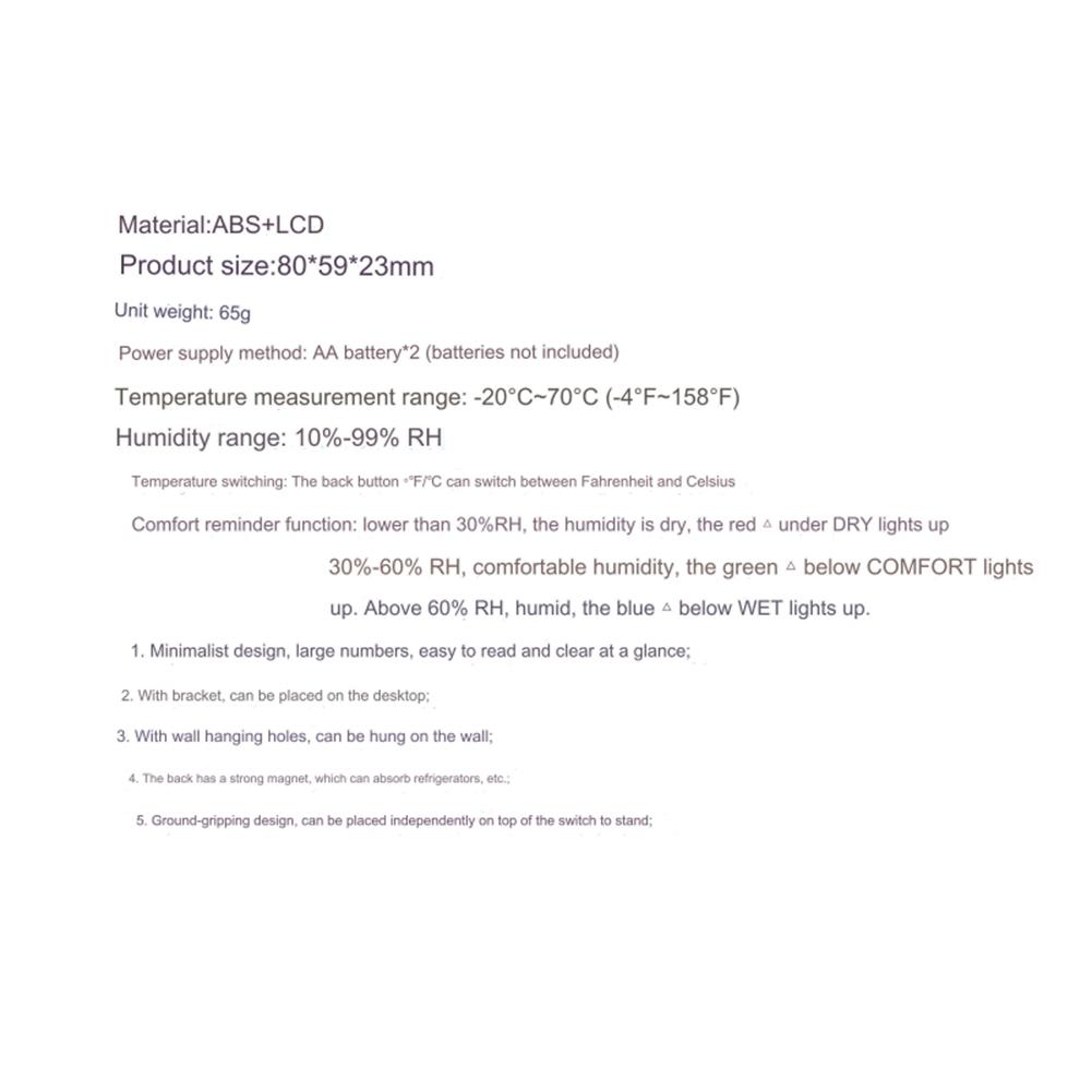 Humidity Digital Hygrometer Humidity Meter Indoor Outdoor Practical Temperature Electronic Electronic Humidity