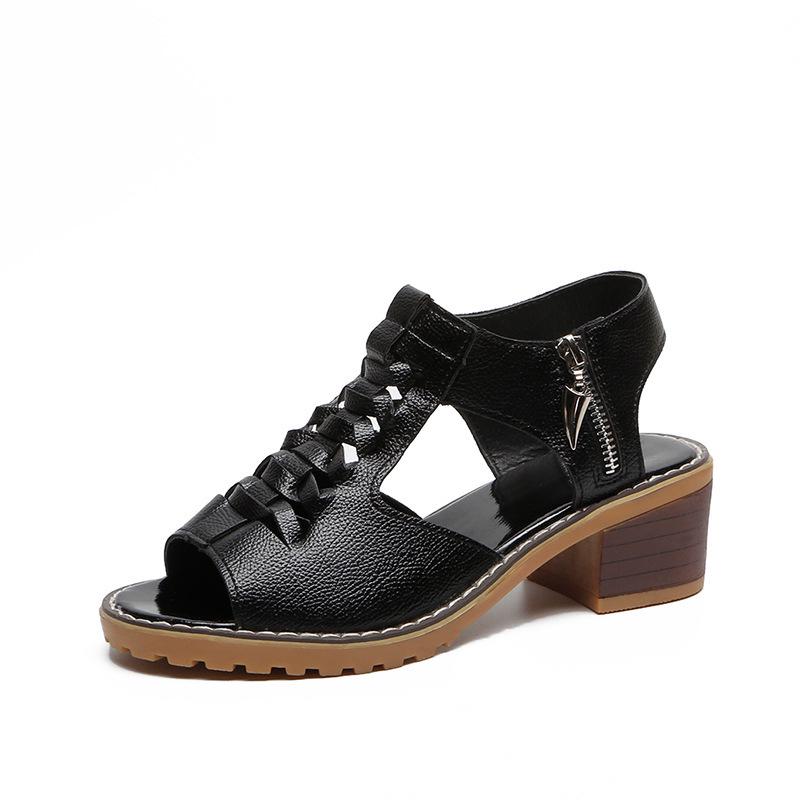 Plus Size Women's Peep Toe Sandals - Chunky, Flat, and Mid Heel Options with Tendon Sole & Side Zipper for Summer.