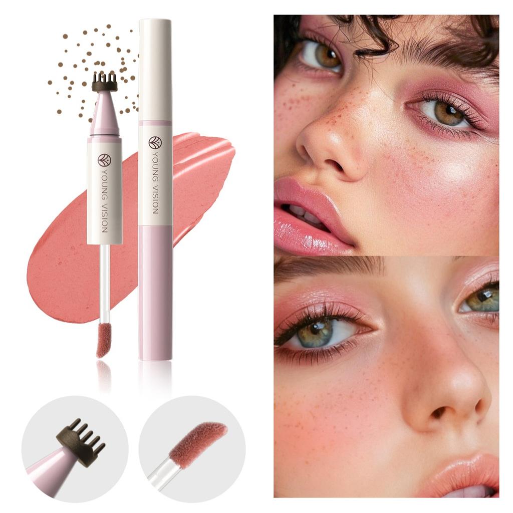 YOUNG VISION 4 Colors Waterproof & Sweatproof Blush Freckle Pen,4-in-1 Liquid Blush & Freckle Stamp for Blush Eyeshadow Lip Mousse