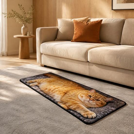 Quick Dry Bath Mat Cute Cat Shape Bathroom Rug, 3D Simulation Modeling, Soft Imitation Cashmere Rug Absorbent Floor Mat, Non-slip Decorative for