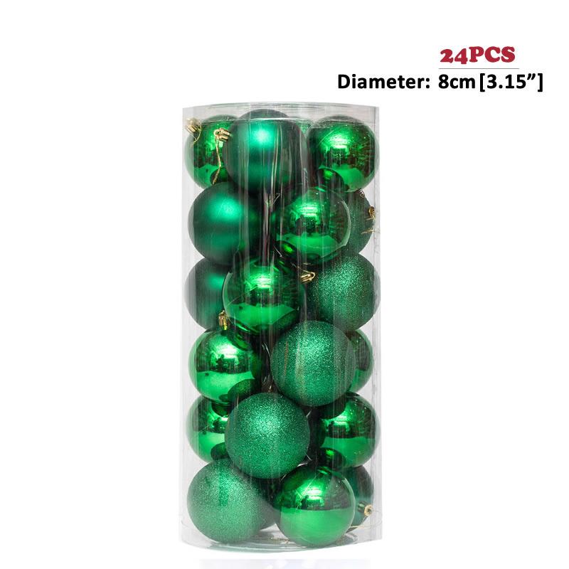 24 Stuks 8cm Glanzende Kerstboomversiering Ballen Hangende Kerstballen voor Huisfeest Vakantiedecor 8cm