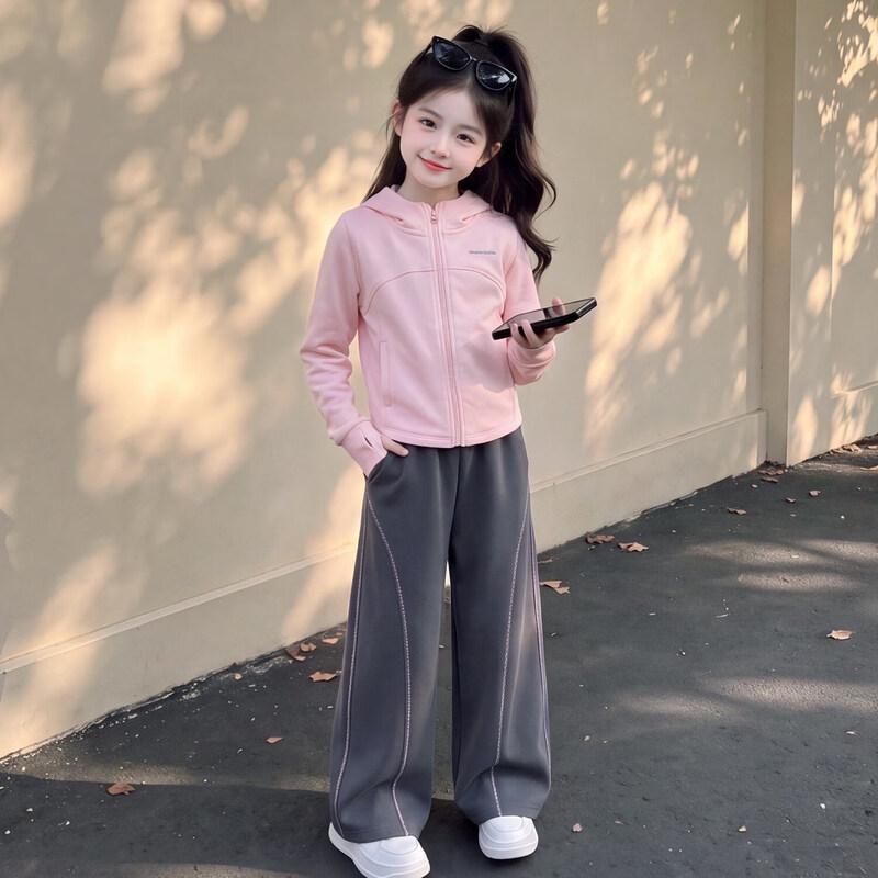 moonkids Girls' Casual Hooded Sportswear Set