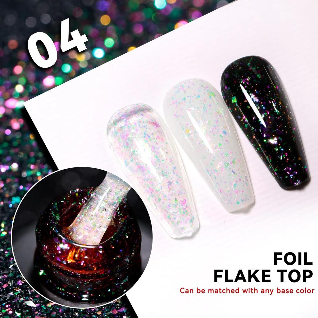 JTING New Popular Design Vegan Hema Free High Pigment Foil Flake Top Coat Gel Polish OEM Custom Unique Brand Bottles