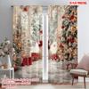 2pcs,2D Plane Printing Curtains Snowy Celebration Durable Polyester (without Rod) Holiday Perfect for Living Room & Office Decor