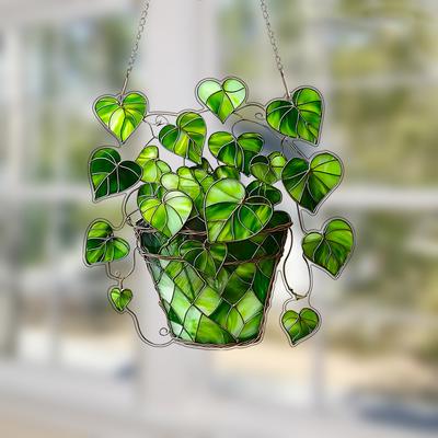 Hot Selling, Green Love Leaf Pottery Decoration, Acrylic, Window and Door Hanging, Art Festival Scene Decoration, Pendant Decoration