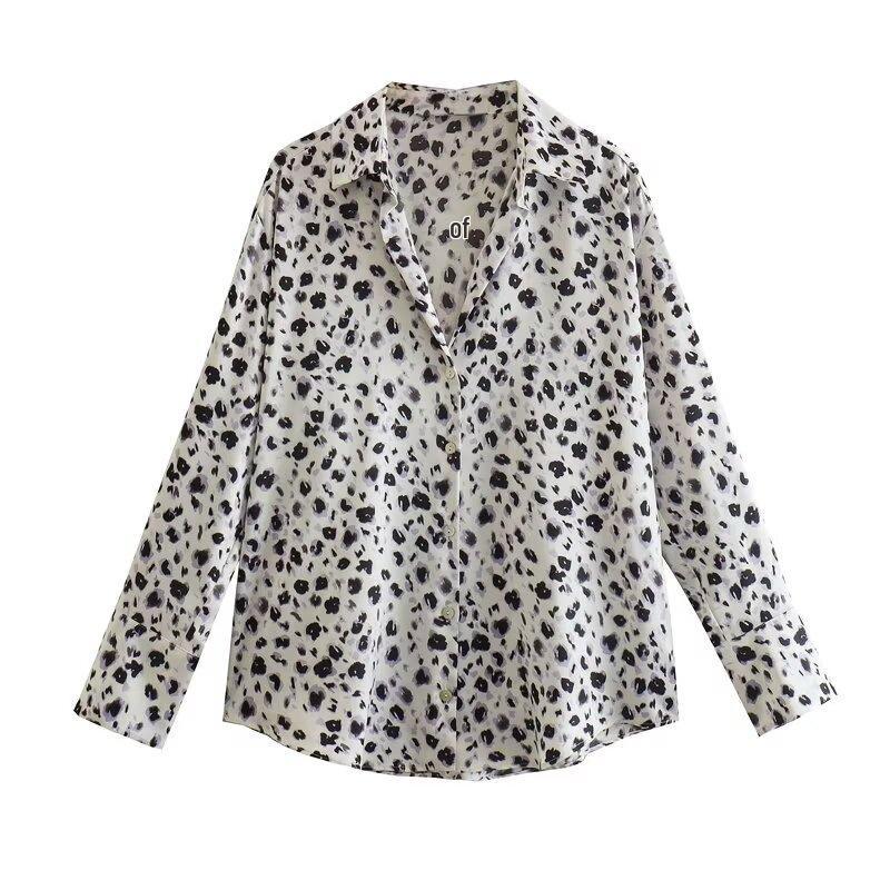 2025 Spring Women's European and American Style Satin Long-Sleeved Fashion Shirt